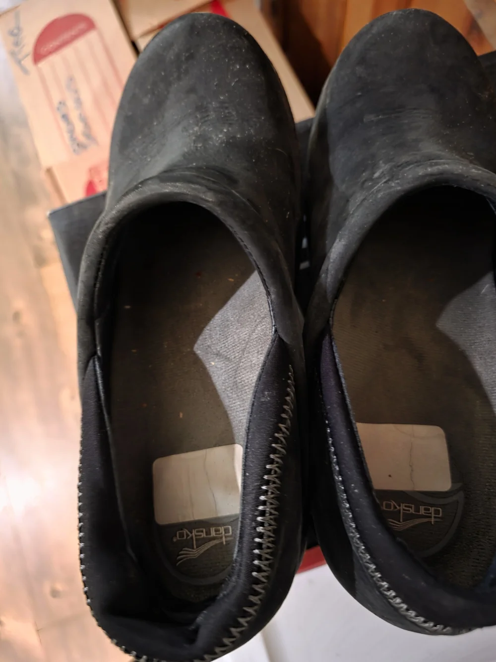Dansko Black Suede Clogs